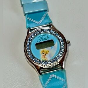 Disney Vintage 90’s Tinker Bell Fairy Baby Blue Crystal Edged Digital Watch